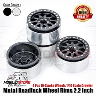 Velg Metal Beadlock Wheel Rims 2.2 Inch 10-Spoke RC 110 Scale Crawler