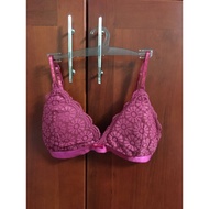 Si bra size S 32/34/70/75 BC cup plum red lace thin foam
