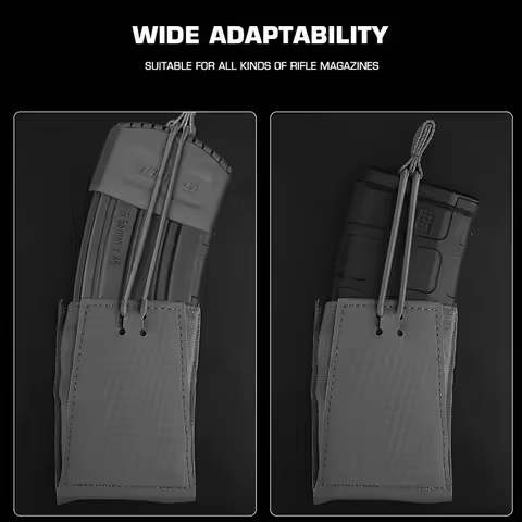 Rifle Single Mag Pouch AR-15 5.56 .223 AK 7.62 .308 Magazine Holster Molle SR-25 Elastic Hold Mag Ca