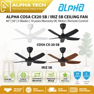 ALPHA Remote 5 Blades Ceiling Fans  - COSA CX-20 (40" | 56") | IRIZ (40" | 56") | 10 Years DC Motor 