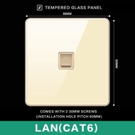 LEJIA Ultra Frameless gold Wall Glass Panel Switch 13 Amp Modern Lighting Switch Universal 3-pin plu