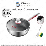 Chảo chống dính có nắp inox 316 tổ ong sâu lòng Chubby Chef SUS316L công nghệ chống dính an toàn đến