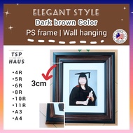 Elegant Contemporary Frame Dark Brown Wall-Mounted Photo Frame for Wedding/Cert Photos/Graduation - 