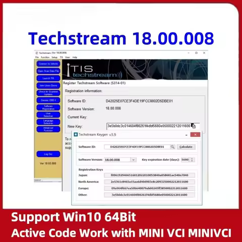 For TOYOTA TIS Techstream 18.00.008 Software Link and Active Code Work with MINI VCI MINIVCI Newest 