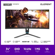 ElementOne 34-inch Monitor 34HGCV 1500R VA 144Hz [3440 × 1440] - With Height Adjustable Stand