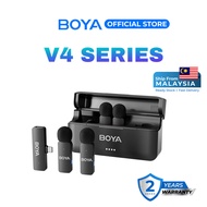 BOYA BY-V4/V4D/V4U 4-Channel Lavalier Lapel Wireless Microphone for iP/USB-C/Tablet/Laptop/Camera