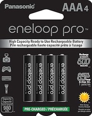 eneloop Panasonic BK-4HCCA4BA pro AAA High Capacity Ni-MH Pre-Charged Rechargeable Batteries, 4-Battery Pack