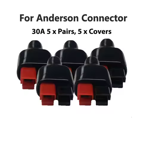 5 Pair 30AMP Plug 600V For Styles Connector & Rubber Black PVC Dust Covers Terminal Sleeves For Elec