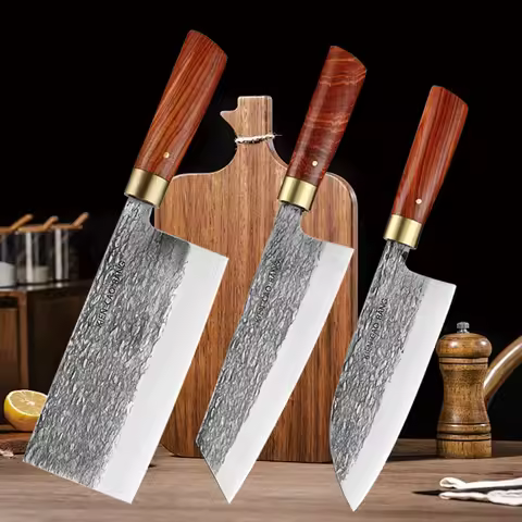 Kitchen Knife Set Chef Knives Japanese 5CR15 High Carbon Stainless Steel Kitchen Meat Cleaver Forged