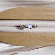 玻璃體藍月光石 s925純銀鑲嵌戒指