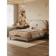 Gujia Home Furnishing Gujia Wooden Art Solid Wood Children's Bed Boy 1m 5 Single Bed White Wax Wood 