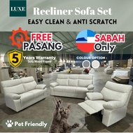 Sabah Sofa Set Easy Clean Sofa Anti Scratch Fabric Sofa Ruang Tamu 3 Seater Sofa Recliner Sofa Kain