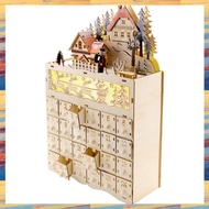 (ZWNA) Wooden Christmas Advent Calendar Countdown to Christmas LED Holiday Decoration 24 Drawers wit