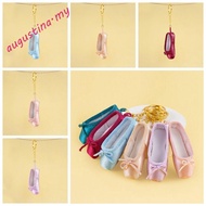 AUGUSTINA Mini Ballet Shoes Keychain, Satin Ballet Shoe Shape Pointe Shoes Keyrings, Charm Chain Poi