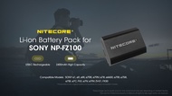 [แบต NITECORE FZ100 USB-C ]  แบตกล้อง SONY NP-FZ100 A7RV A7iv A7Cr A7iii A7Cii A7C A74 A7m4 A73 A7Ri