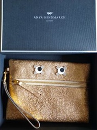 Anya hindmarch Eyes Metallic gold Clutch Bag