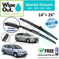 [PREMIUM] Honda Stream WipeOut HYBRID NANODRY SILICONE Wiper Blade (Front Set)