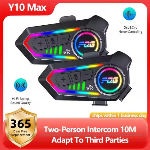 Y10 Max Motorcycle Helmet Bluetooth 6.0 Intercom CVC+DSP Dual Intelligent Noise ReductionInter Comun