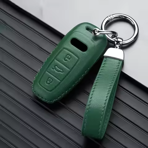 Leather Car Key Case Remote Cover Shell Holder Fob For Audi A3L A4L A5 A6L Q4 e-tron A7L Q5 Q6 RS6 R