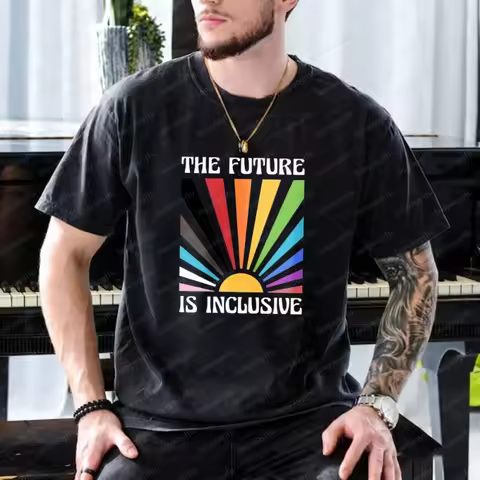 Gay Pride T Shirt for Men Rainbow LGBT Shirt Pride Flags Tshirts Tops LGBTQ+ Equality Slogan Printed