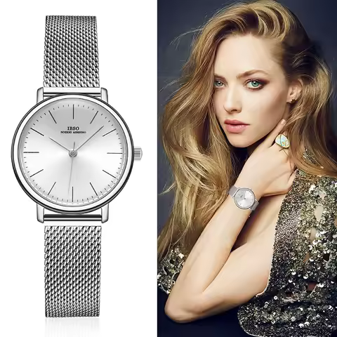 IBSO Women Bracelet Watch Fashion Geneva Designer Japan Quartz Sliver Stainless Steel Female Gift Wr