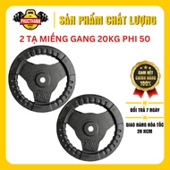 Set Of 2 Weights Of 20kg Non-50 3-Hole Cast Iron Dumbbells (Including 2 Pieces) (PHUCTHANHSPORT)