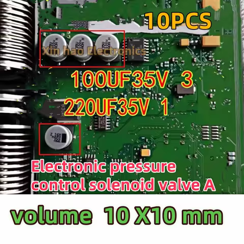 10PCS 35V 220UF 35V 100UF 10X10 VT (Volume 1 cm x 1 cm ）SMD Solenoid Valve Capacitor for Automotive 