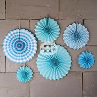 Paper fan biru set Paper fan blue set