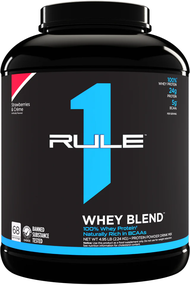 Rule 1 R1 Whey Blend Chocolate Fudge - 5 lbs Powder - 24g 3 Protein Sources + 5g BCAAs - 65 Servings