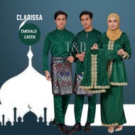 SET SEDONDON FAMILY CLARISSA KEBAYA MODEN LACE IBU ANAK AYAH BAJU MELAYU teluk belanga cekak RAYA 2024 emerald green