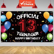 13th Birthday Decorations – Happy 13th Banner Backdrop – Official Teenager Yard Sign – Photo Booth P