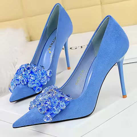 BIGTREE Shoes 2026 Rhinestone Women Pumps Bowknot High Heels Luxury Gemstone Banquet Shoes Stilettos