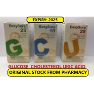 (SHIPIN24H) EasySure Test Strips Glucose / Uric Acid / Cholesterol 25s