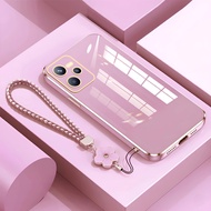 Soft Case Realme C35 / Narzo 50A Prime Luxury Glossy With Flower Lanyard