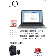 JOI Book 143 Pro 14" FHD Laptop Silver ( Celeron N4120, 4GB, 128GB EMMC, Intel, W11P )