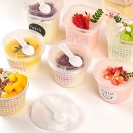 20pcs Cawan Puding Bulat Tebal dengan Sudu Tahan Panas | 160ml / 220ml / 280ml | Bekas Jelly Yogurt 