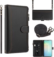 Asuwish Phone Case for Samsung Galaxy A06/A07 Wallet Cover with Tempered Glass Screen Protector Cros