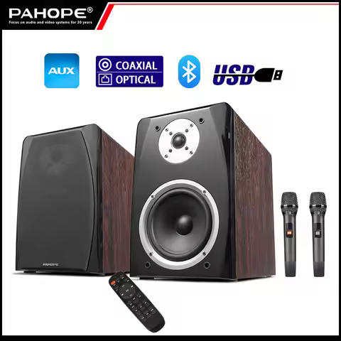 PAHOPE Active HIFI Bookshelf Speaker Set Home Karaoke Sound System Living Room 2.0 Stereo Desktop TV