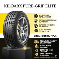 Premium KILOARX 215/55R17 4PCS All-Season Tires with Wheel Valve Cap, Heavy-Duty Grip and Tyre Air C