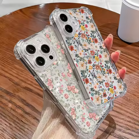 Flower Leaves Clear Shockproof Case For Xiaomi 17T 15T Pro POCO X8 Pro Max M7 X7 F7 X5 X3 X4 NFC M3 
