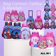 Beg Cartoon / Beg Roda / Beg Trolley Sekolah Tadika / Sekolah Rendah / Backpack / KUROMI Design Cartoon Kanak-Kanak KIDS CARTOON