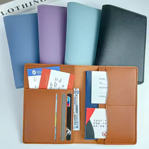 Multifunctional Document Passport Holder Protection Set Pu Leather Passport Clip Holder Travel Walle