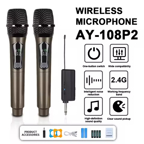 AY108P2 Wireless Microphone system Handheld Microphone For Party Karaoke Church Professional Stage S