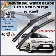 TOYOTA Vios Ncp150 (2013-2018) U-Hook Wiper Blade Soft Rubber Car Windscreen Windshield Wiper For Vi