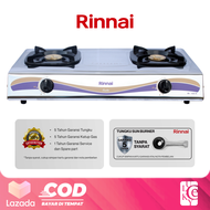 Kompor Gas 2 Tungku Rinnai RI-522E Stainless Steel Burner Kuningan Api Biru