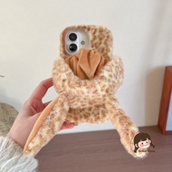 Cute Plush Leopard Print Rabbit Phone Case For Realme GT8 Pro GT7 GT7T GT6 GT6T GT5 GT3 240W GT2 GT 