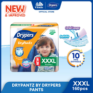 [Upgraded] Drypers DryPantz Baby Diapers M58/L48/XL42/XXL36/XXXL20/XXXXL18 (8 packs) - Bubble Soft F