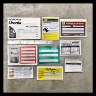 MILEAGE STICKER CASTROL PETRONAS URANIA SYNTIUM DUCKHAMS KIXX STOPOIL AISIN OIL FLUID SERVICE WINDSC