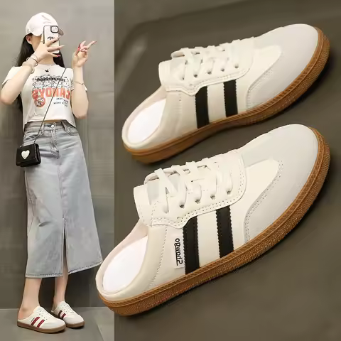 Women Mules Shoes Sports Round Toe Flat Female Footwear Sneakers Clogs Platform Summer Slip on Creep