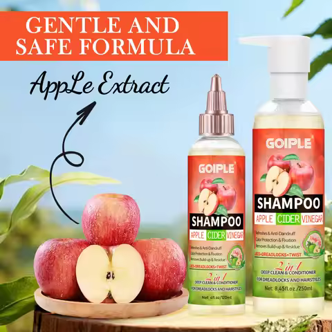 GOIPLE 2 in 1 Apple Cider Vinegar Shampoo Conditioner Refreshes Anti-Dandruff Hair Deep Clean Scalp 